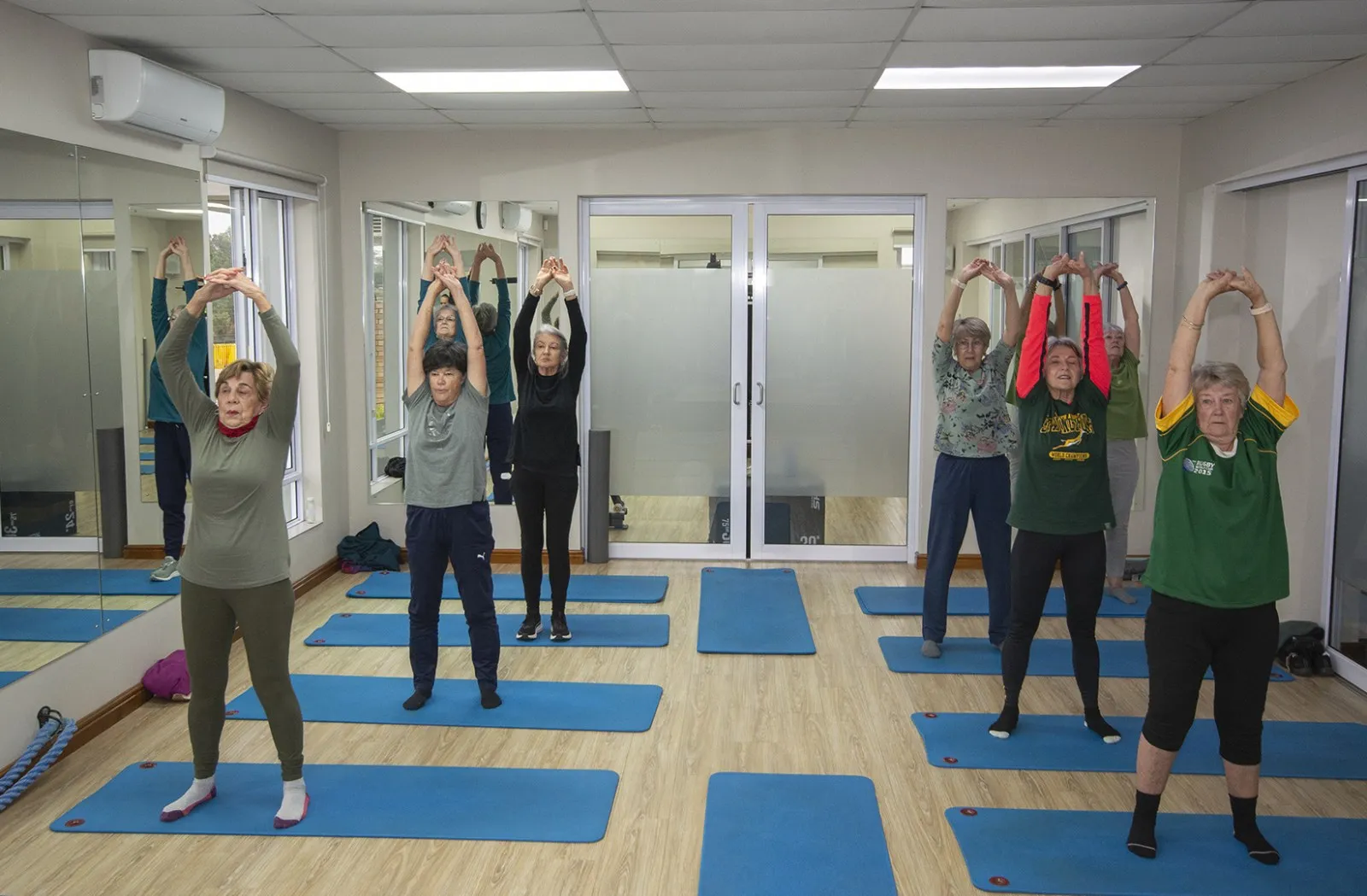 Members in a group exercise class
